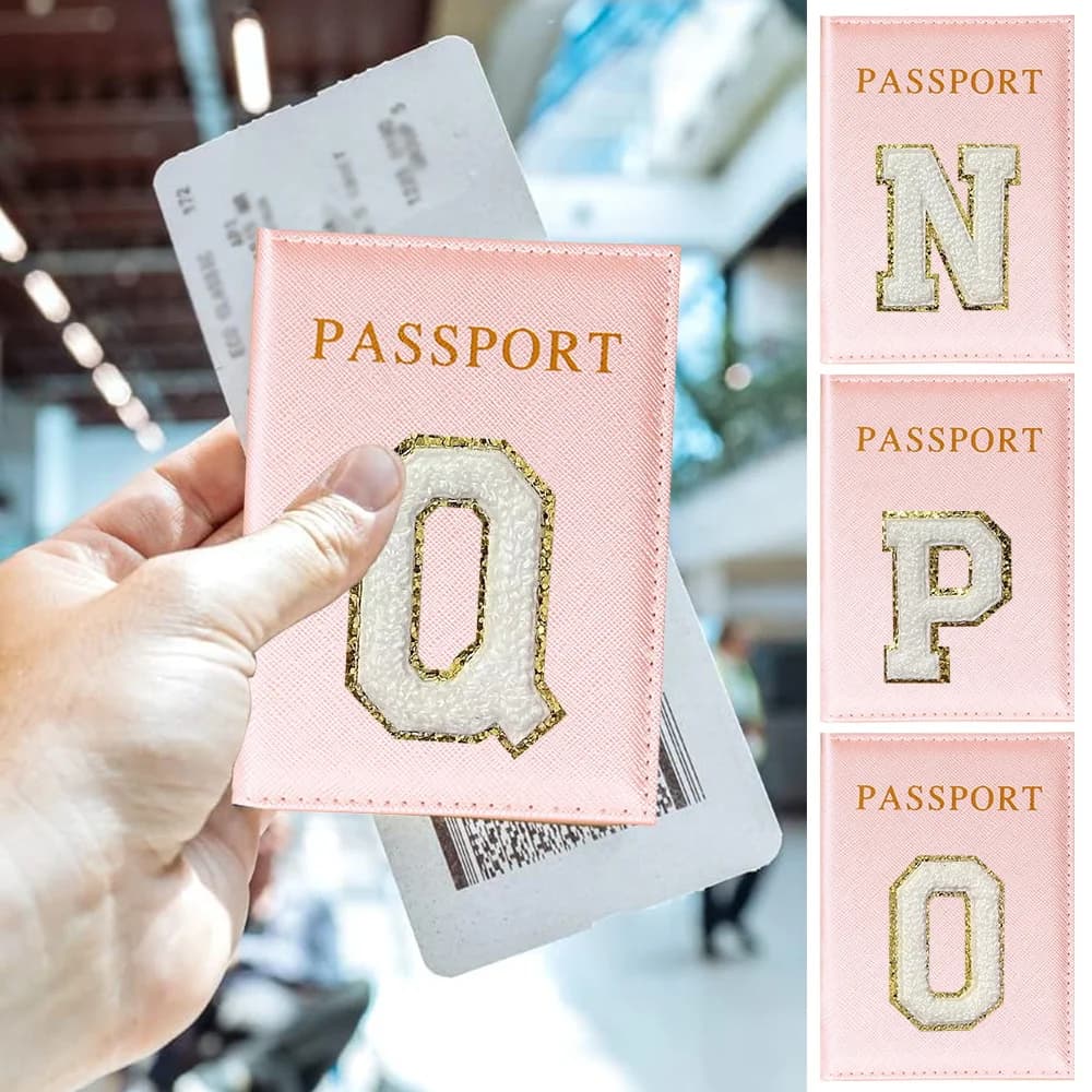 Porta Passaporto Serie Lettera Bianca, Accessori da Viaggio Aereo, Custodia per Documenti, Porta Carte Bancarie Portatile, Portafoglio in PU per Passaporto e Documenti Aziendali