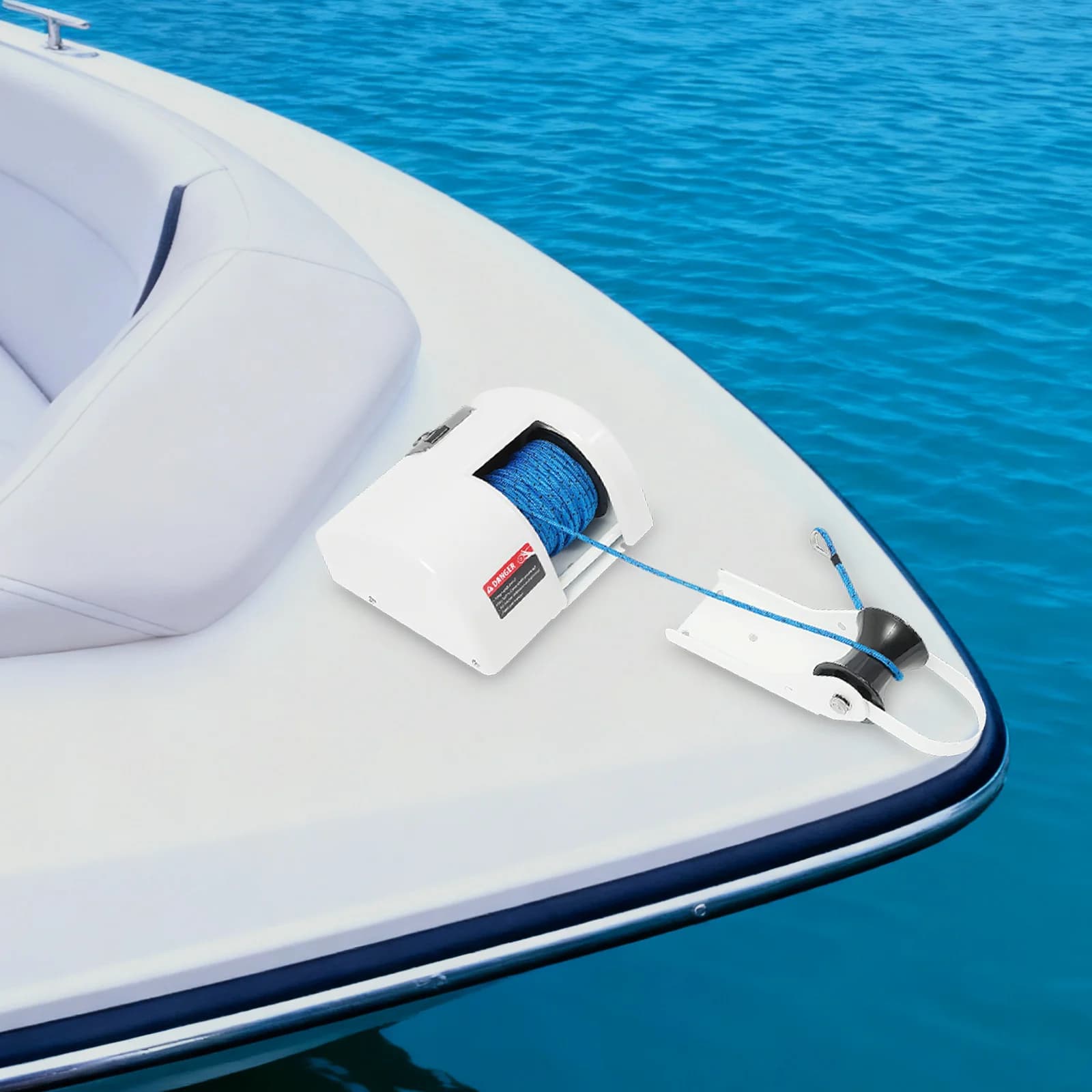 Verricello Elettrico per Ancora 12V con Corda da 30m, Verricello Wireless con Telecomando per Barche con Ancora da 25 libbre