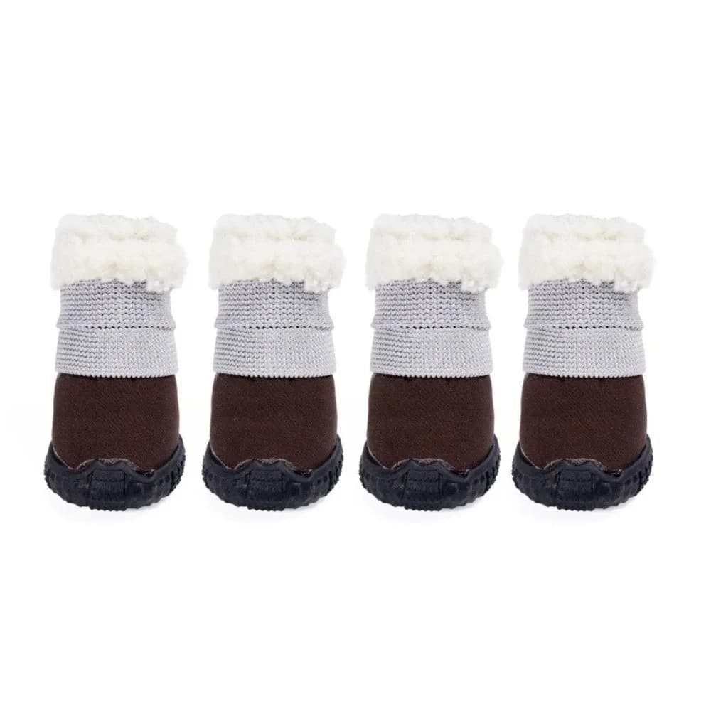 Set di 4 Scarpe per Cani Calde e Antiscivolo, Suola Spessa e Morbida, Scarpe in Cotone Traspiranti e Resistenti all'Usura, Stivali Invernali per Animali Domestici per Passeggiate all'Aperto