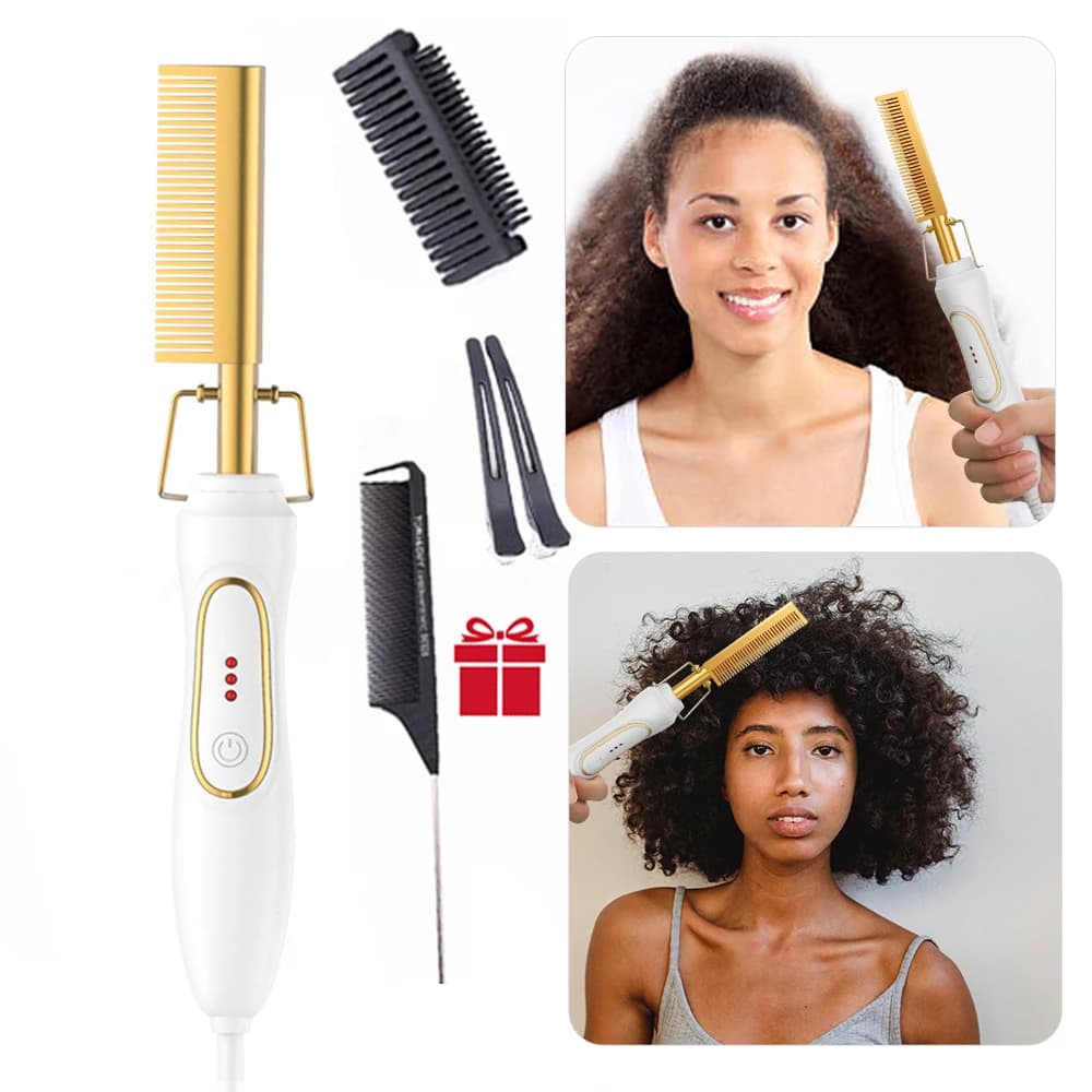 New hot comb white comb hot electric comb bigodin for wet hair and dry heating comb hot ironing iron golden comb for the environment