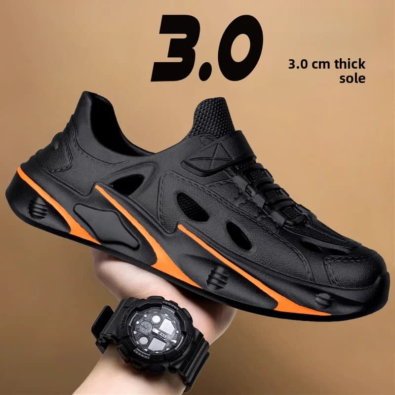 Coconut Men's Slippers Summer Outdoor Driving Anti-Slip Beach Sandals Full Coverage Sporty Breathable EVA Flats for Youth
