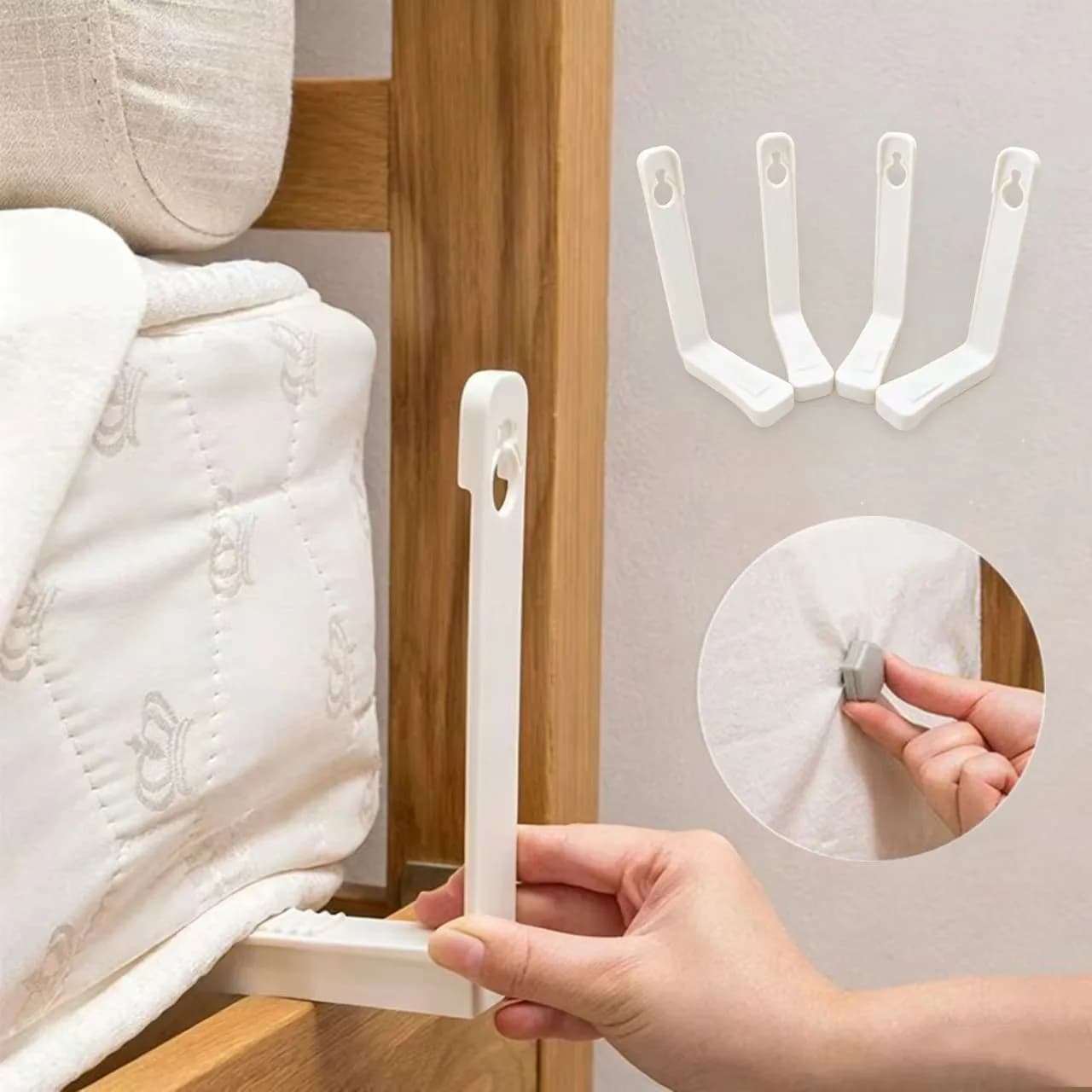 4 Pezzi Clip Moderni Antiscivolo per Lenzuola, Fissatori Invisibili Anti-sfilamento per Trapunte, Fibbie Angolari per Lenzuola, Strumento di Fissaggio per Trapunte