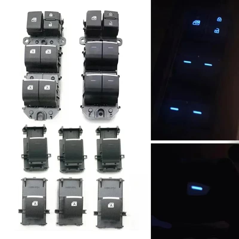 LHD Per Toyota RAV4 Corolla Cross Avalon Levin C-HR 2019-2023 Auto Ghiaccio Blu Luce Alzacristallo Elettrico Interruttore di Pulsante di Controllo
