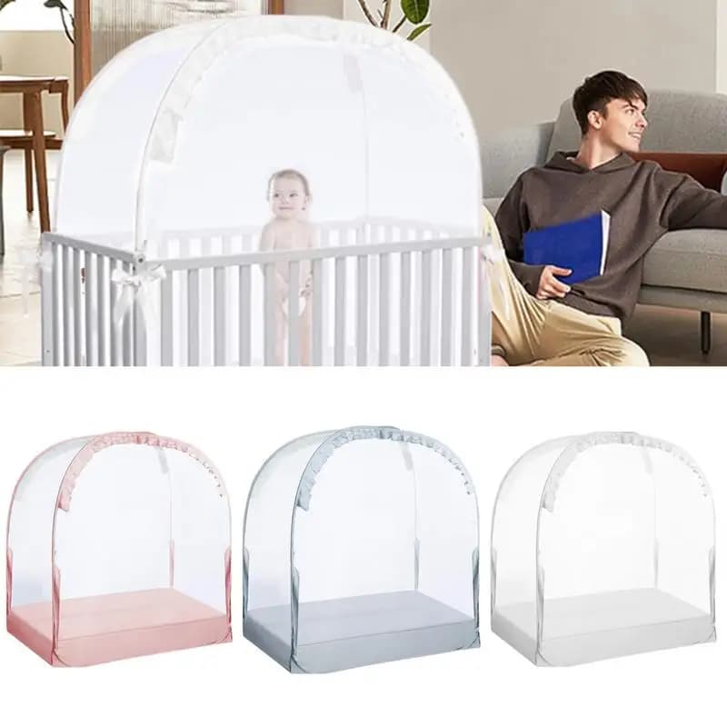 Cradle Tent pop-up Coverage for crib Baldacchino Children's curtains in breathable mesh Keep the child to rise Bed protection Anti-dance curtain