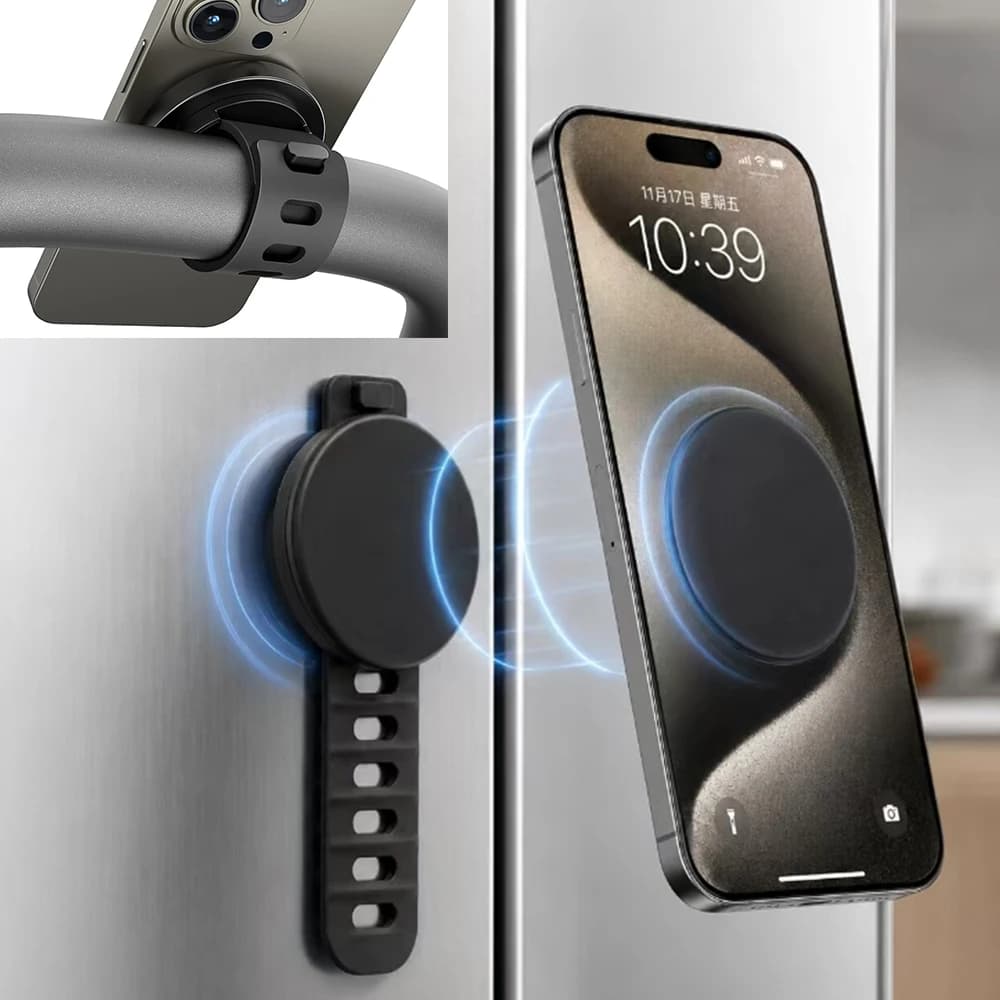 Magnetic Phone Holder With Silicone Strap For Magsafe Gym Stroller Bike Cellphone Grip Mount For iPhone 18 17-12 Series Stand