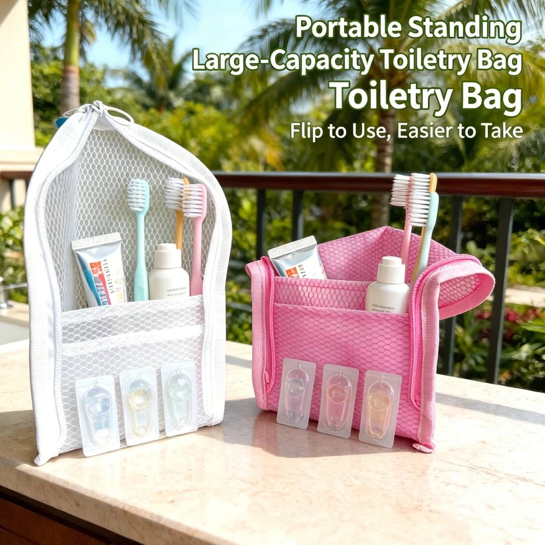 Travel ToiletryBag Mesh Cosmetic Organizer Waterproof Hanging WashBag Portable Bathroom Storage Pouch for Toothbrush RazorMakeup