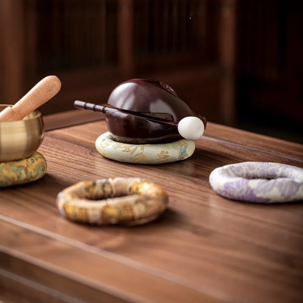 Spiritual Accessory Nepalese Singing Bowl Mat Round Cloth Donut Shape Mat Non Slip Traditional Drink Cup Mat Meditation