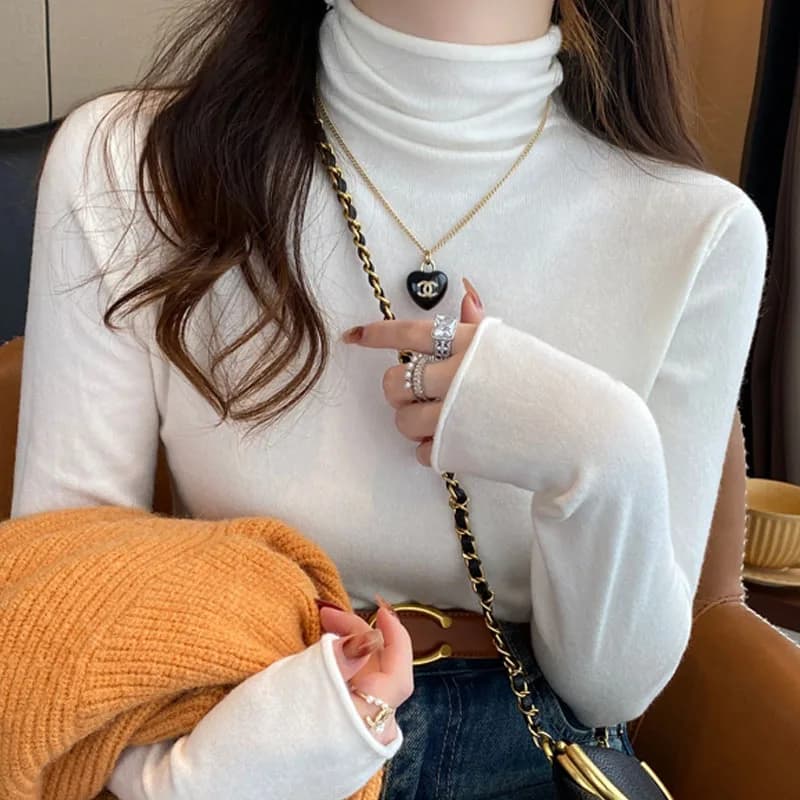 Knitted Sweater Women Pullovers New Long Sleeve Turtleneck Black Knit Sweater Pullover Women Tops Sweaters Women Clothing Q1138