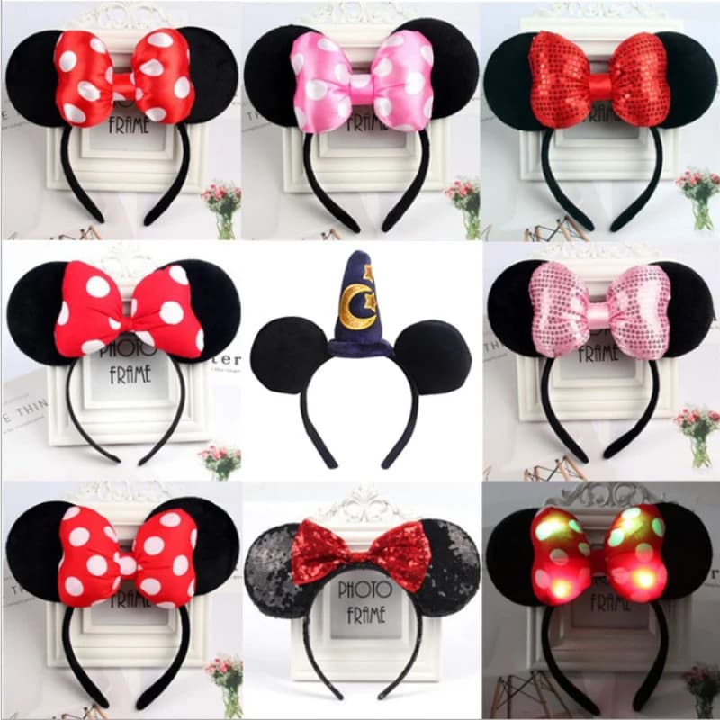 2023 New Cute Performance Party Headband Mickey Minnie Headband Mickey Mouse Bow DY Black Ear Headband Christmas Hair Accessories