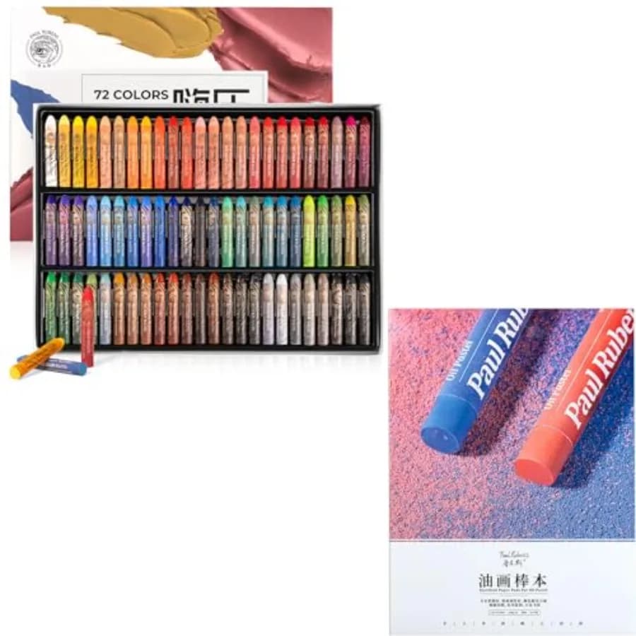 72 Vibrant Colors Oil Pastel Set Oil Pastels Paper, Mixed Media Sketchbook, 112lbs/240gsm Acid-Free Art Papers 8.7 x 11.7, 30 S