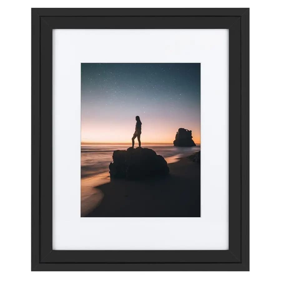 Frame for Photo 16x20, Display Photo 11x14 with or without Passepartout, Frame in Solid Wood with Profile Largo for Wall Exhibition, Black
