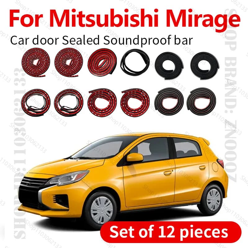 Per il 2012-2025 Mitsubishi Mirage Auto Porta Striscia di Tenuta In Gomma Doppio Strato di Tenuta Protezione Insonorizzata Antipolvere Striscia di Tenuta 12 PZ