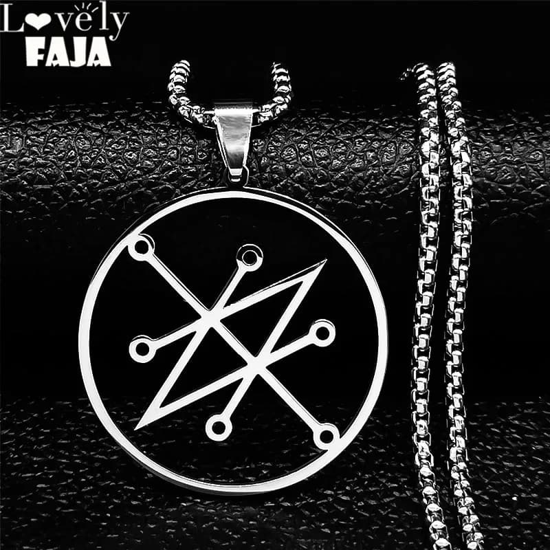 Azazel Sigil Pendant Necklace Silver Color Stainless Steel Necklace Pendant Women/Men Demonic Symbol Logo Sign Jewelry N3726S03