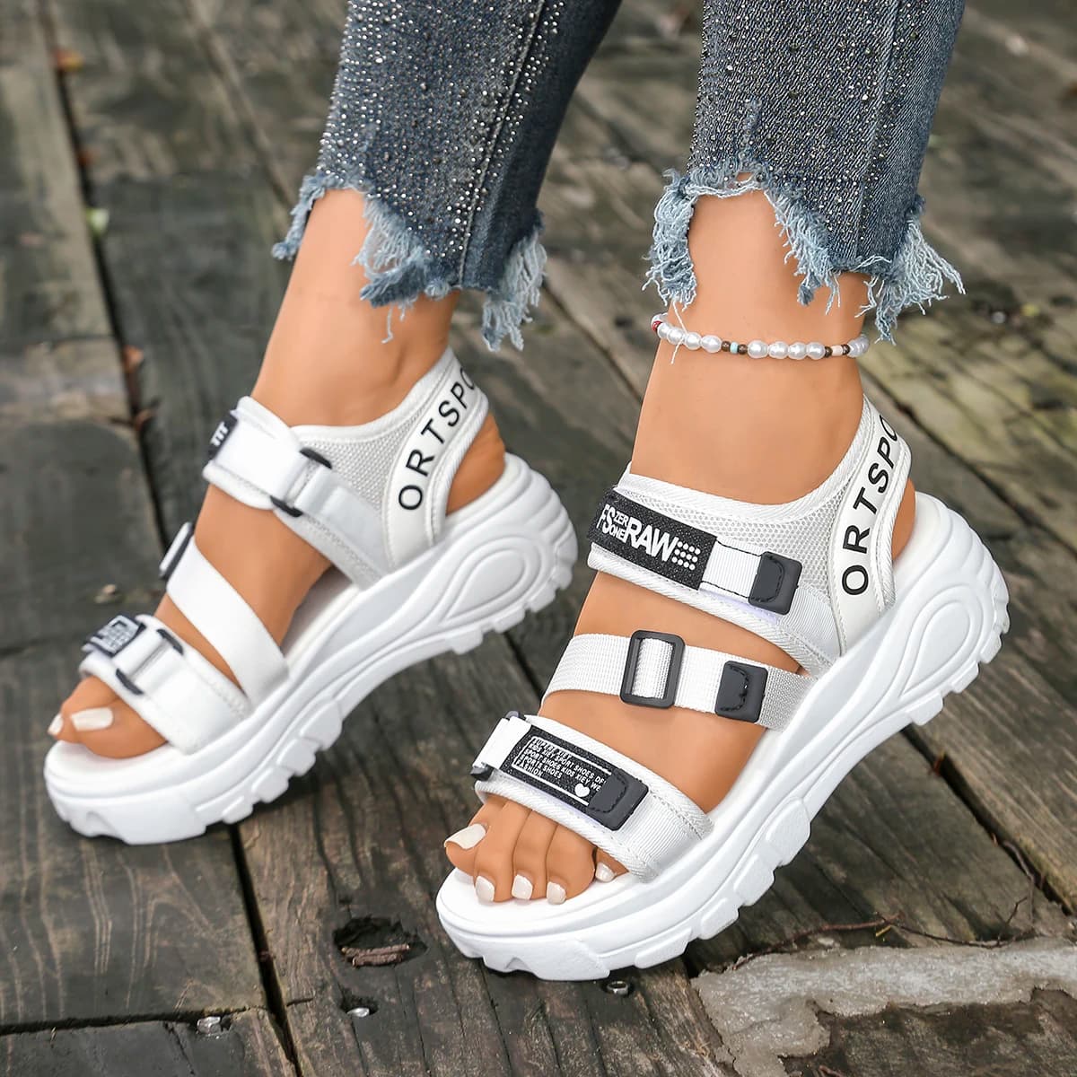 Sandali con plateau da donna con zeppa moda estiva nuove scarpe comode da donna sandali da spiaggia casual leggeri in velcro Zapatos De Mujer