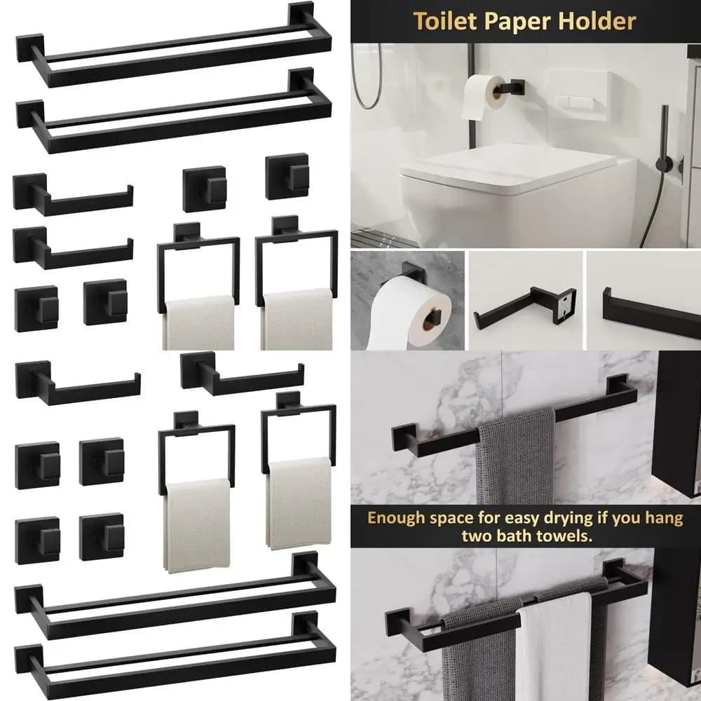 Set di accessori per il bagno a parete: portasciugamani da 10 pezzi, portasciugamani, porta carta igienica e accessori per portasciugamani