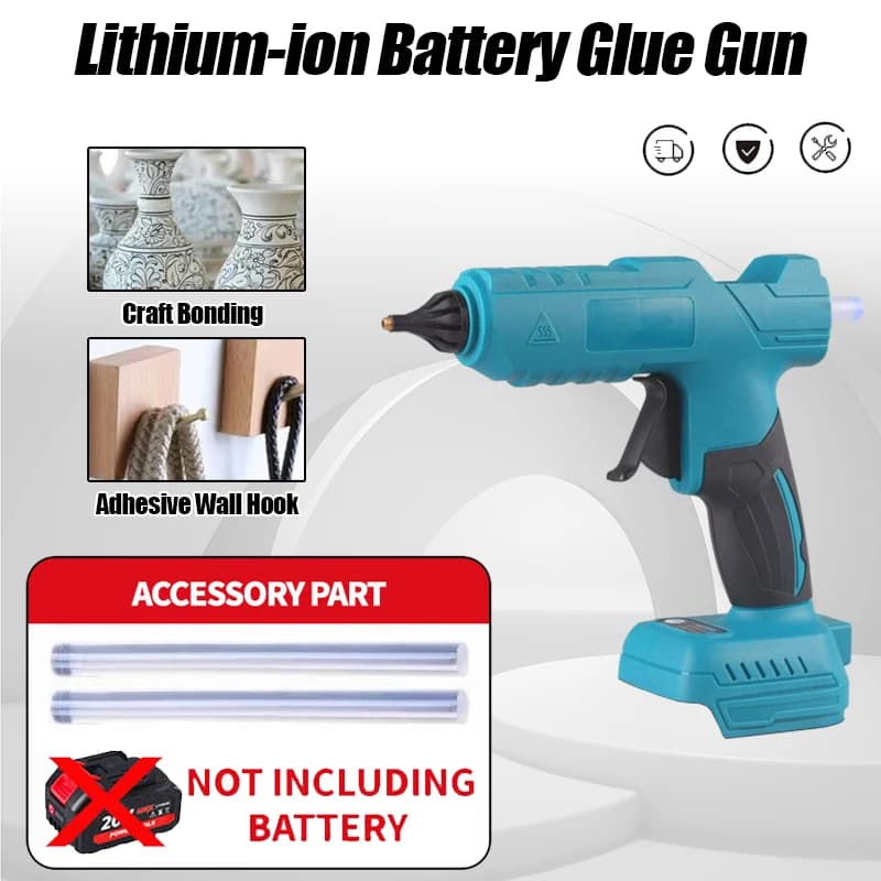 LYUWO Pistola per colla a caldo elettrica Colla senza fili con colla stick da 11 mm Pistola ad aria per saldatura a caldo (senza batteria) Adatta a batteria Makita 18 V