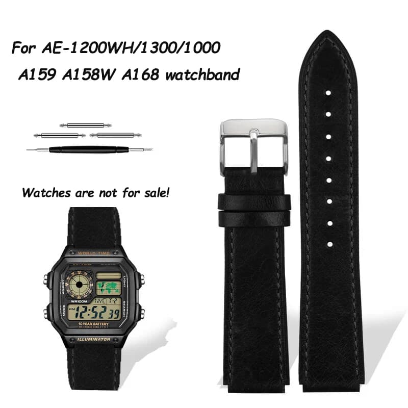 For Casio AE-1200WH/1300/1000/A159 A158W A168 F91w W-218 Modified retro lea-ther watch strap 18mm Men Bracelet Watch Band