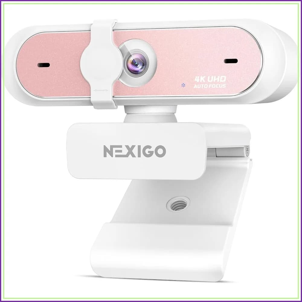 4K Webcam with Distortion-Free Lens, 1080p 60fps Autofocus, Noise-Canceling Mics & Privacy Cover, for Gaming/Streaming/PC/Mac/Switch 2, Pink