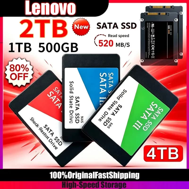 Lenovo New 4TB Portable SSD USB 3.1 Ultra Fast External Solid State Drive SATA III 2.5 Inch High Speed Storage for Laptop/Mac/PC