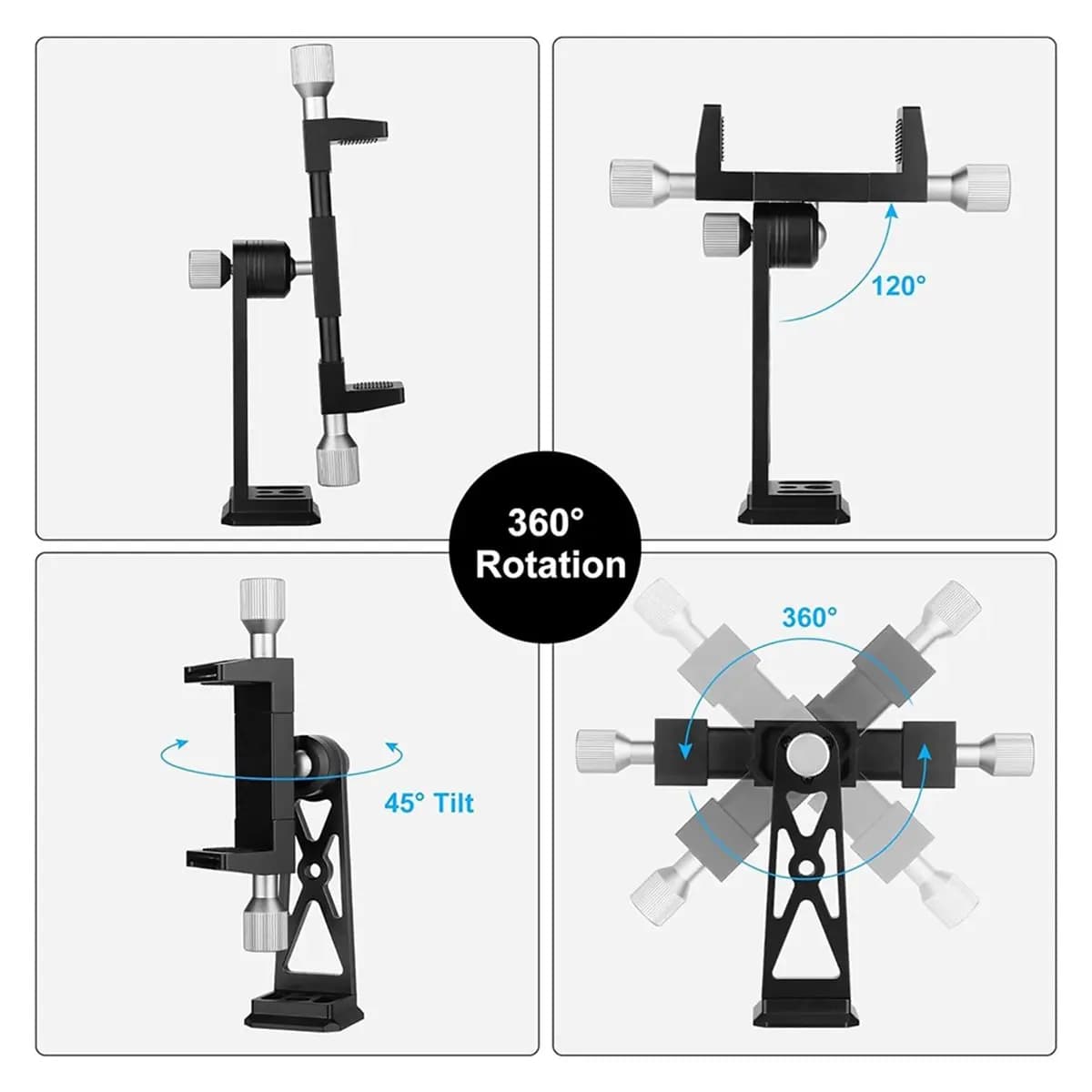 A32I Metal Phone Tripod Mount with Arca Prot Cold Shoe 360° Ball Head Cellphone Tripod Adapter
