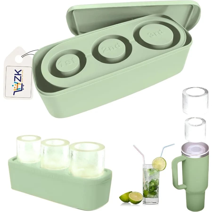 Vassoio per cubetti di ghiaccio in silicone HZK per bicchiere da 40 once Macchina per ghiaccio di facile riempimento e rilascio per bevande Stampo per ghiaccio di grandi dimensioni a forma di cilindro