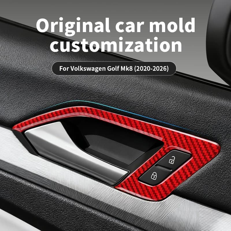 Per Volkswagen Golf Mk8 (2020-2026) Copertura Maniglia Interna Porta in Fibra di Carbonio Anti-Graffio, Accessori Interni Auto, Look OEM