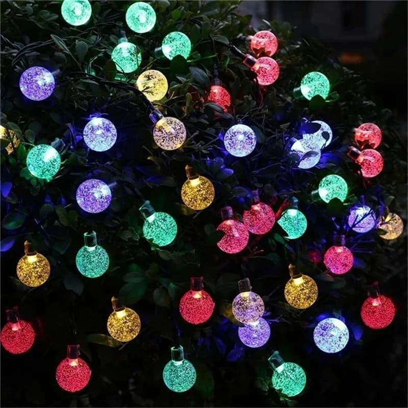 Luci della stringa della lampadina della sfera di cristallo solare esterna Impermeabile 30/50LED Luci del giardino leggiadramente Ghirlanda per la festa di Natale Decorazioni di Capodanno
