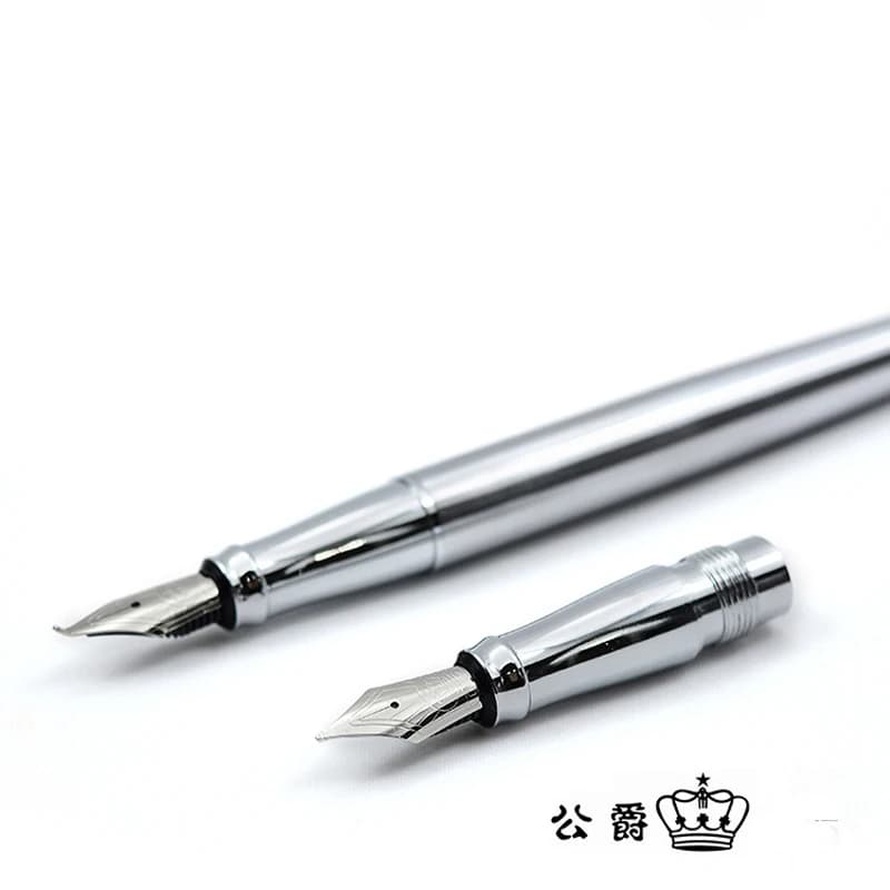 Duke 209 Classic Steel Calligraphy & Fountain Pen Set Two Nibs Ideal For Writing & Painting Pure Silver With Gift Box GFP002