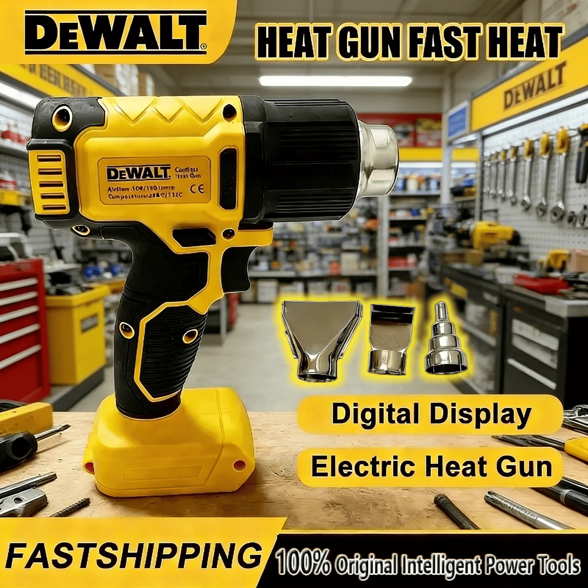 DEWALT Soffiatore Termico a Batteria, Pistola Termica Industriale Elettrica, Strumento ad Aria Calda per Termoretrazione, Solo per Batteria DEWALT