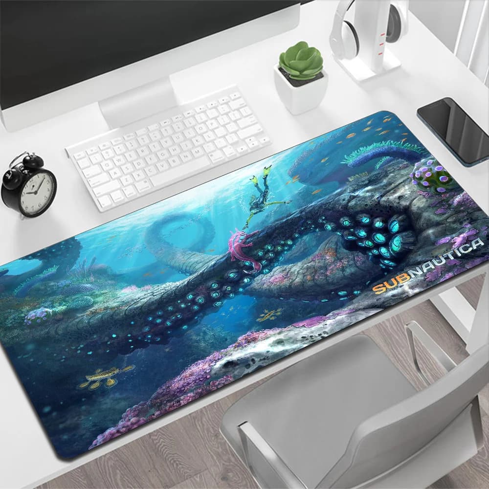 Subnautica Tappetino per mouse grande Tappetino per mouse da gioco PC Gamer Tappetino per mouse per computer Tappetino per mouse grande Tappeto in silicone Tastiera Tappetino per scrivania Mause Pad