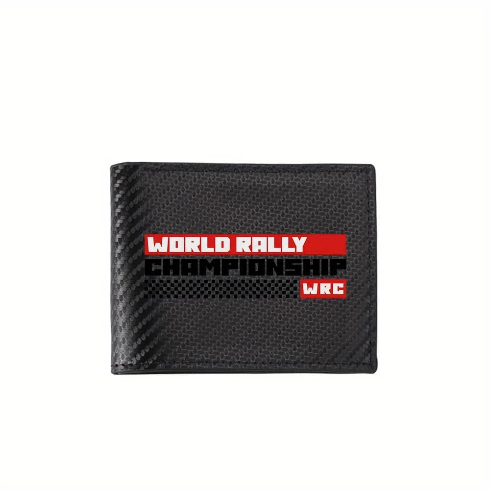 Logo sportivo WRC del Campionato di Rally del Mondo. Portafogli da uomo Semplici regali di design con stampa moderna ed elegante per padre Boyfrien
