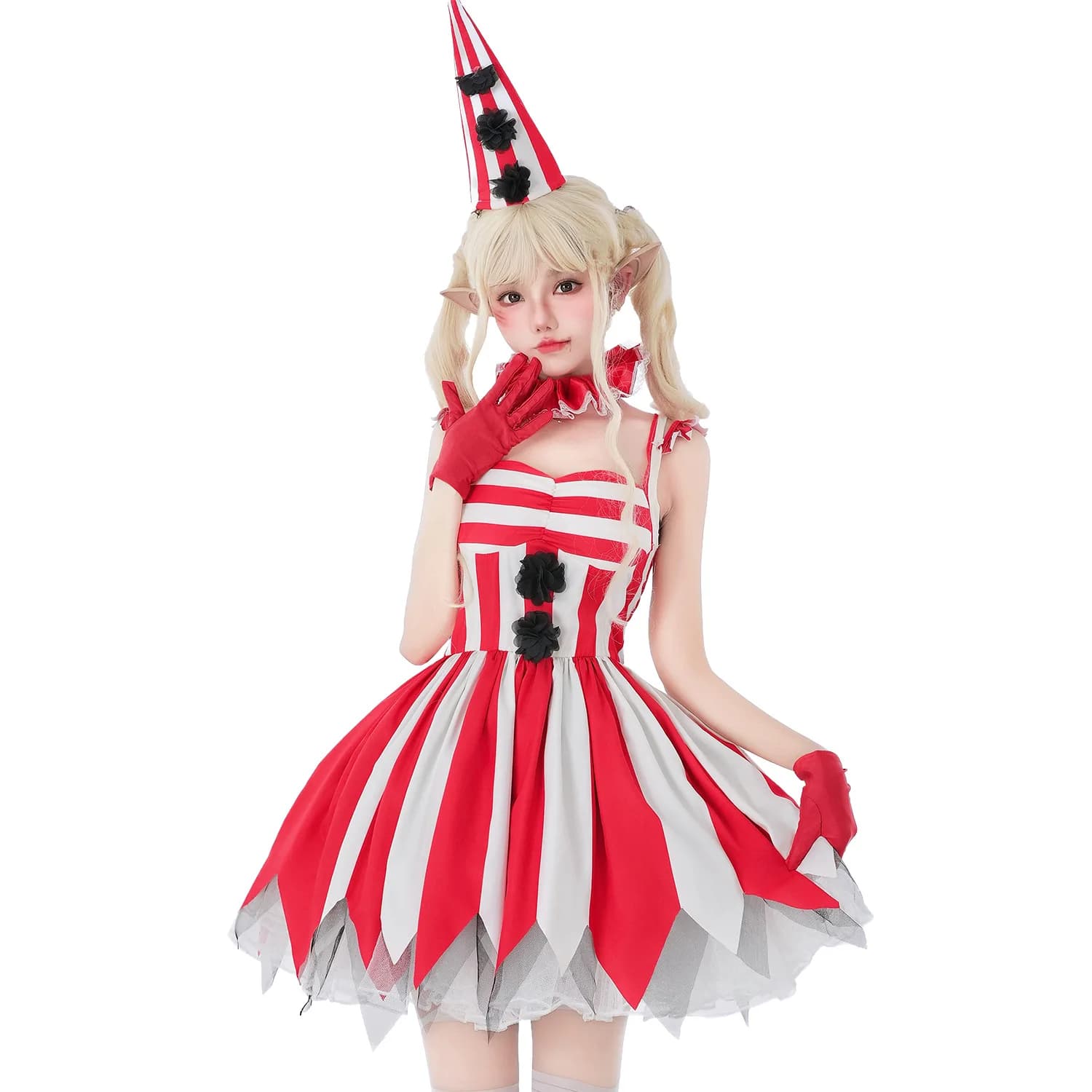 Halloween costume circus back cos costume ladies dress evil clown horror doll red