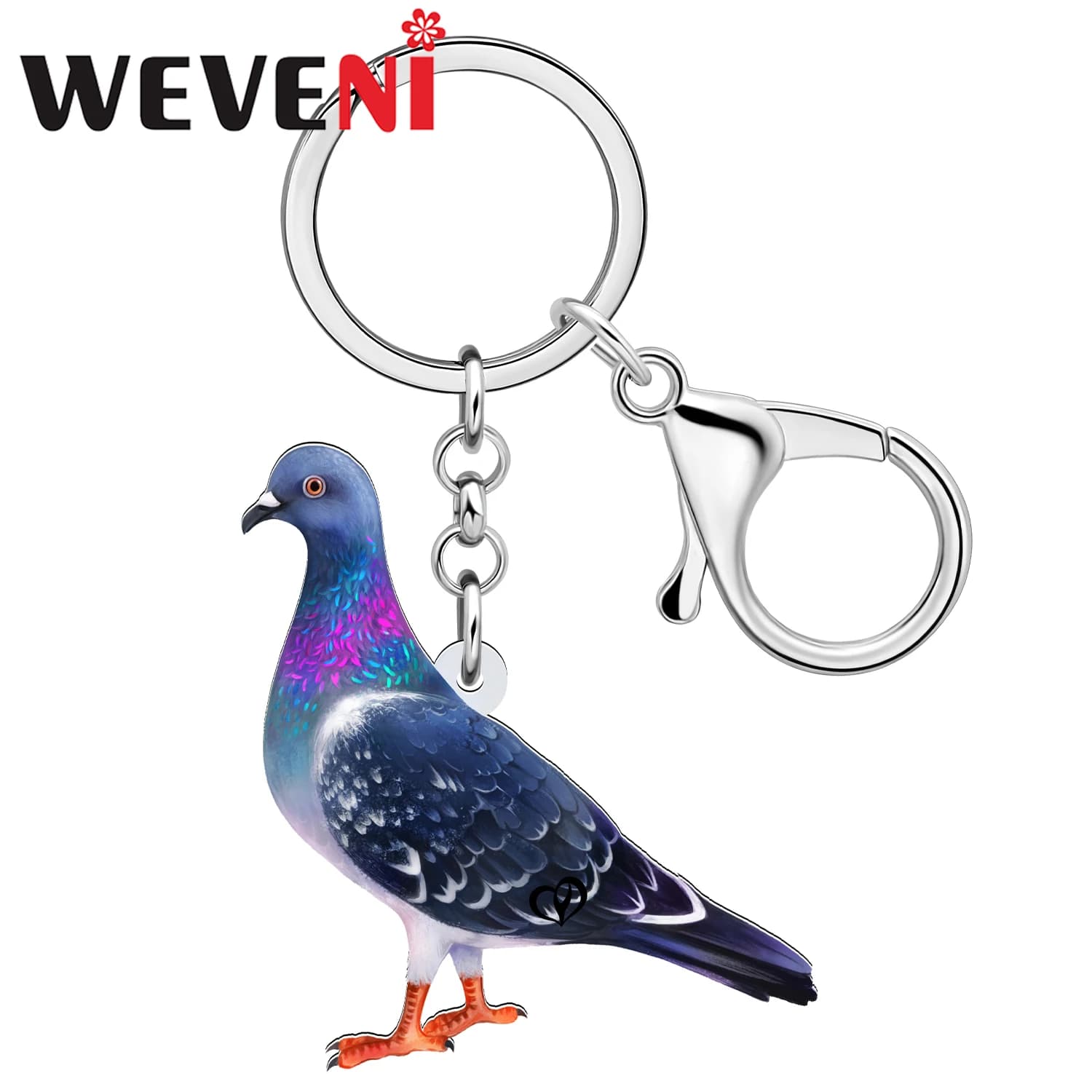 WEVENI Acrilico Homing Piccione Portachiavi Portachiavi Romantic Messenger Gioielli Regalo di pace per le donne Amanti Zaino Borsa a mano