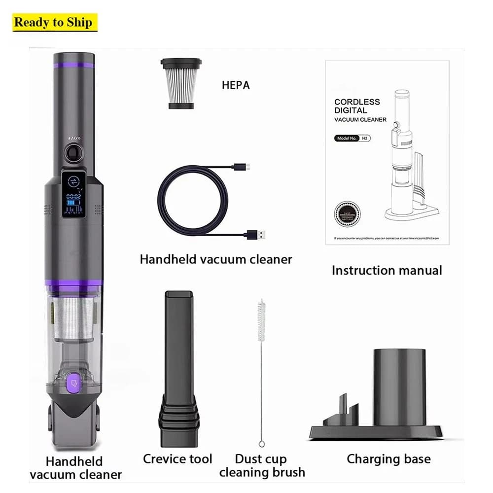 Nuovo Aspirapolvere Portatile Senza Fili H2-BLDC100W 13KPA con Porta di Ricarica USB Type-C, Aspirapolvere per Auto, Aspirapolvere Compatto