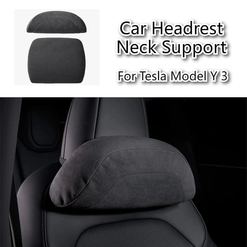 Poggiatesta per auto Supporto per il collo per Tesla Model 3 Y Poggiatesta Schienale lombare Cuscino Cuscino in pelle scamosciata rimbalzo Accessori per la protezione del collo