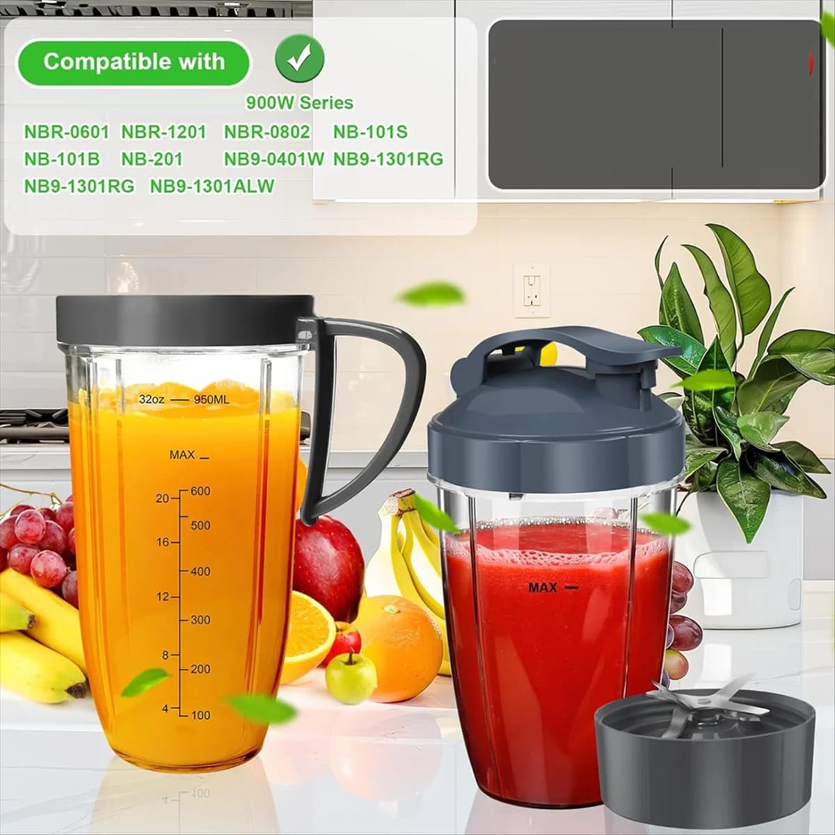 Parti di ricambio per frullatore popolari per Nutribullet, tazze per frullatore Nutribullet da 32 once e 24 once con parti di ricambio per lama estrattore per coperchi