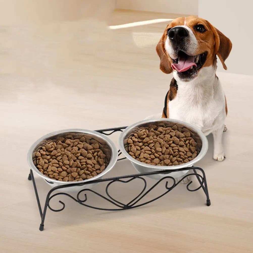 Ciotola per Alimenti per Animali Domestici Staccabile in Acciaio Inossidabile, Comoda e Facile da Pulire, con Vasca Rialzata per Acqua, Accessori per Animali