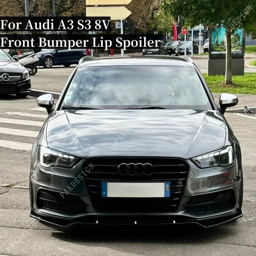 3pcs Front Bumper Lip Spoiler Splitter Diffuser for Audi A3 S3 8V A3 TFSI TDI FSI S-Line 2013-2016 Pre-Lci Bodykits Gloss Black