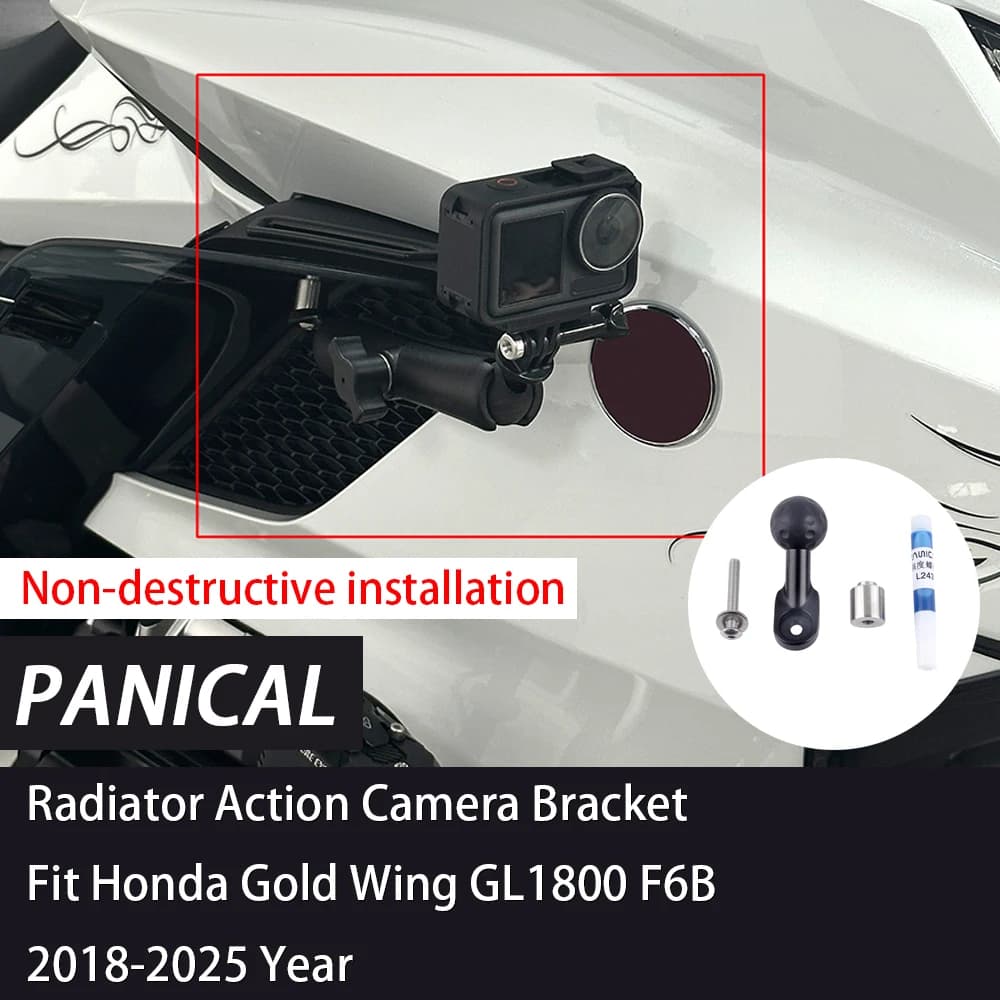 Kit for Action Camera on Panical Radiator for Honda Gold Wing GL1800B F6B 2018-2025, Accessories Gopro 25mm