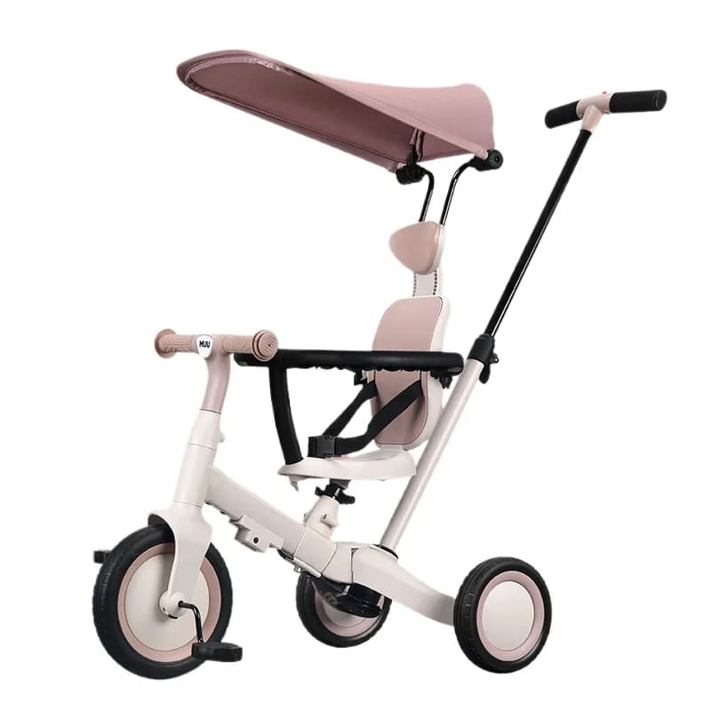 Triciclo a pedali per bambini Passeggino da esterno con parasole Bicicletta da equilibrio per bambini multifunzione Scooter per bambini multimodale