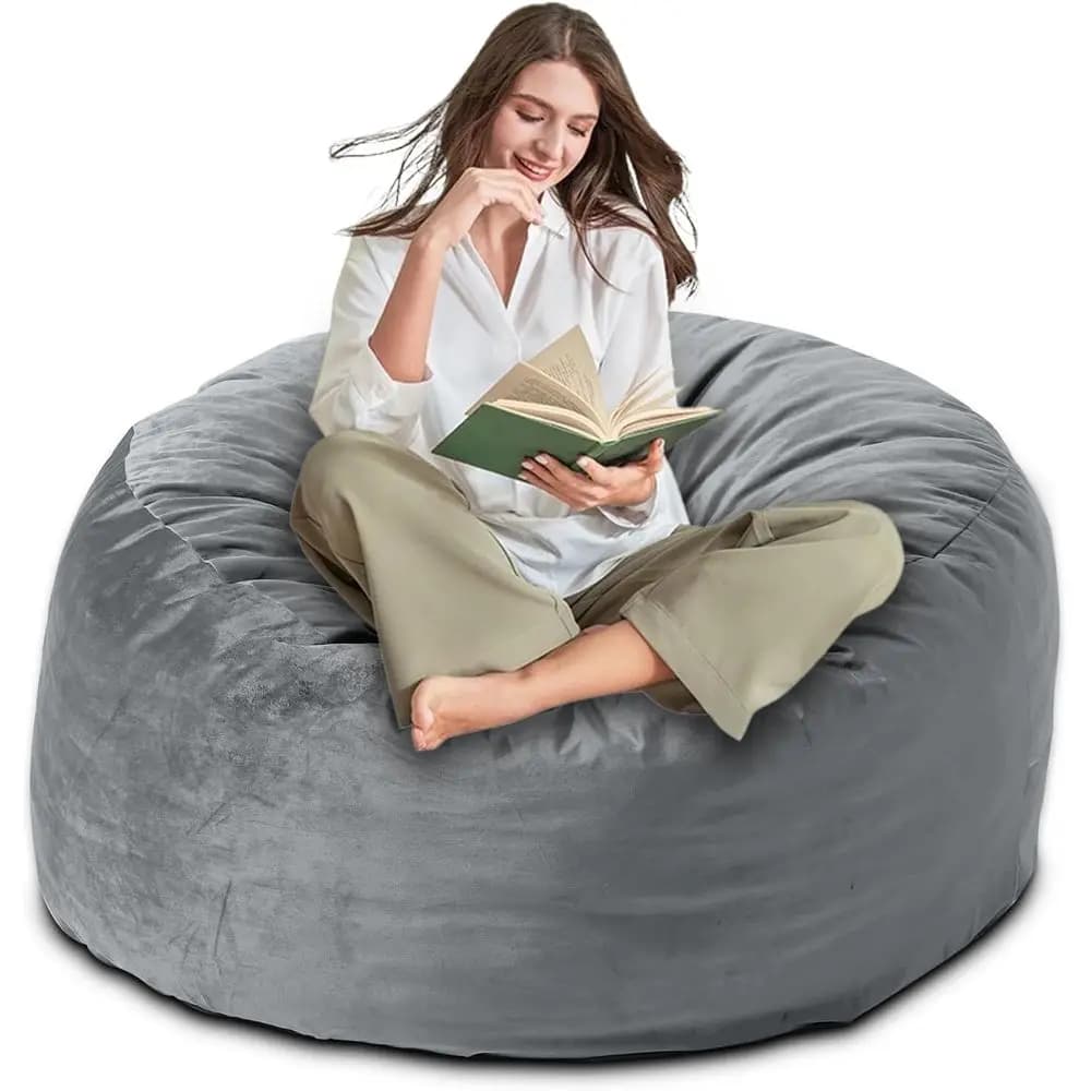 Poltrona Sacco Grande da 120 cm - Morbida, Imbottita in Memory Foam, Rivestimento in Velluto Lavabile, Ideale per Soggiorni, Camere da Letto e Sale Giochi