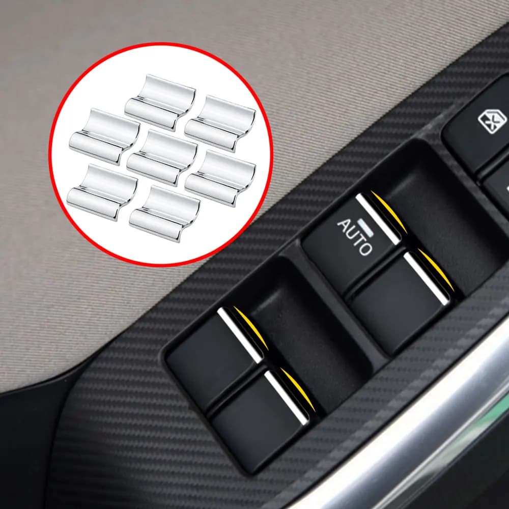 7 pezzi ABS cromato finestrino dell'auto pulsanti di sollevamento paillettes trim adesivo per Mazda 3 6 CX5 CX3 CX4 Atenza Axela accessori interni