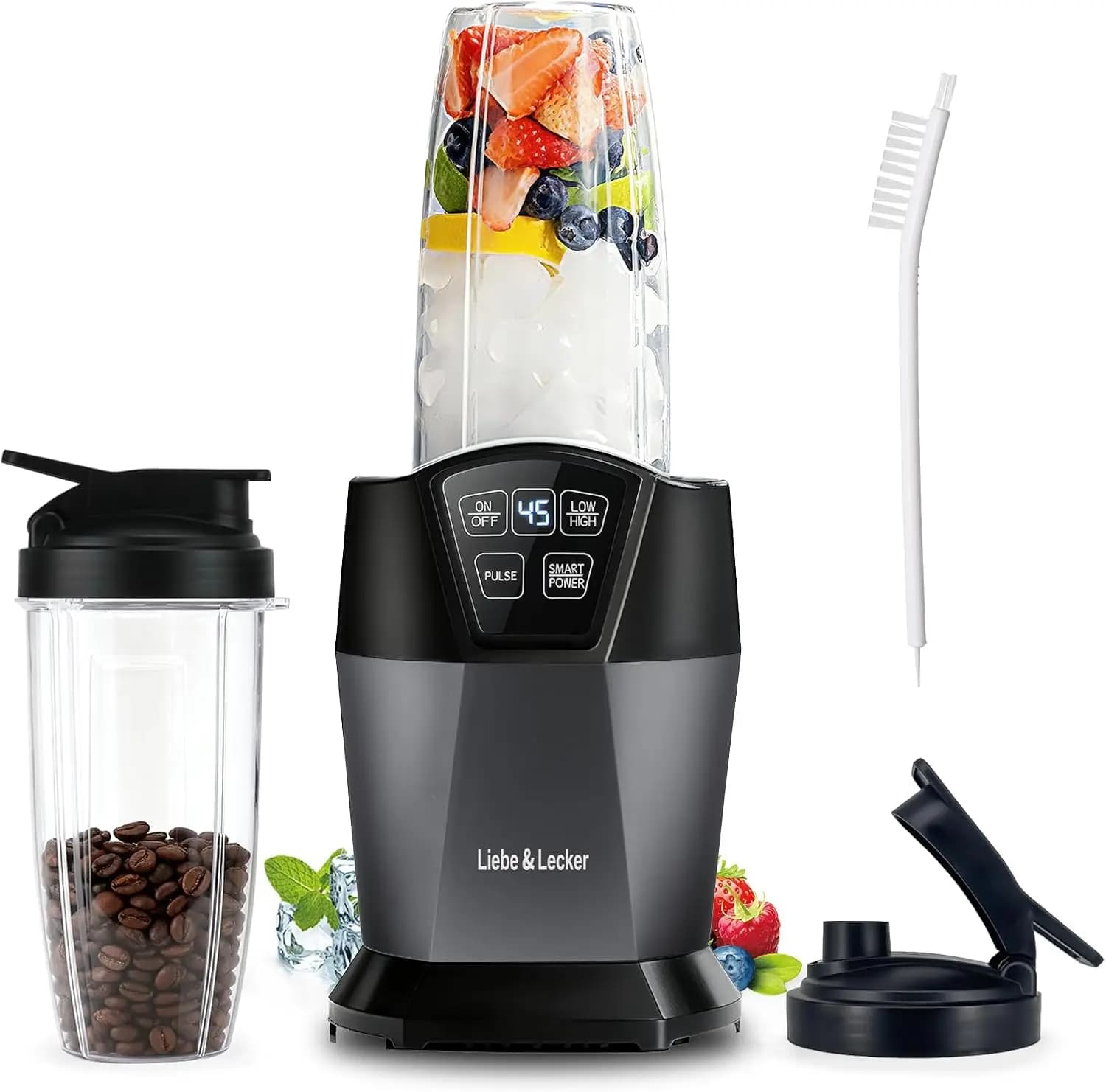 1200W Smoothie Blender with 2 Travel Cups, 28oz Personal Blender for Frozen Fruit & Ice Crushing