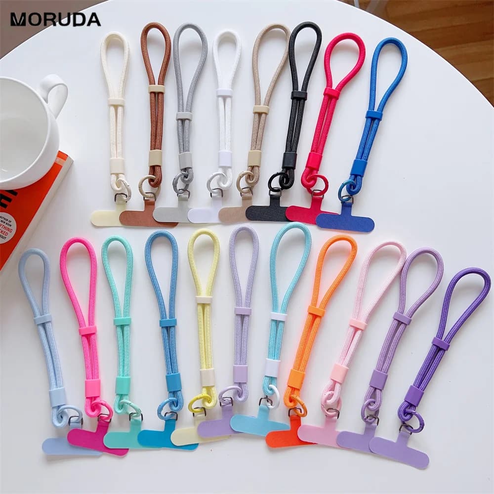 1pc for mobile phone adjustable short cord universal colored wrist strap for mobile phone case accessories