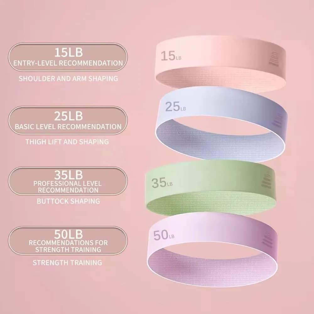 Anti-slip elastic band for Glutei, Stretching Gambe and Fianchi, Circular expander with 4 levels of Silicone resistance