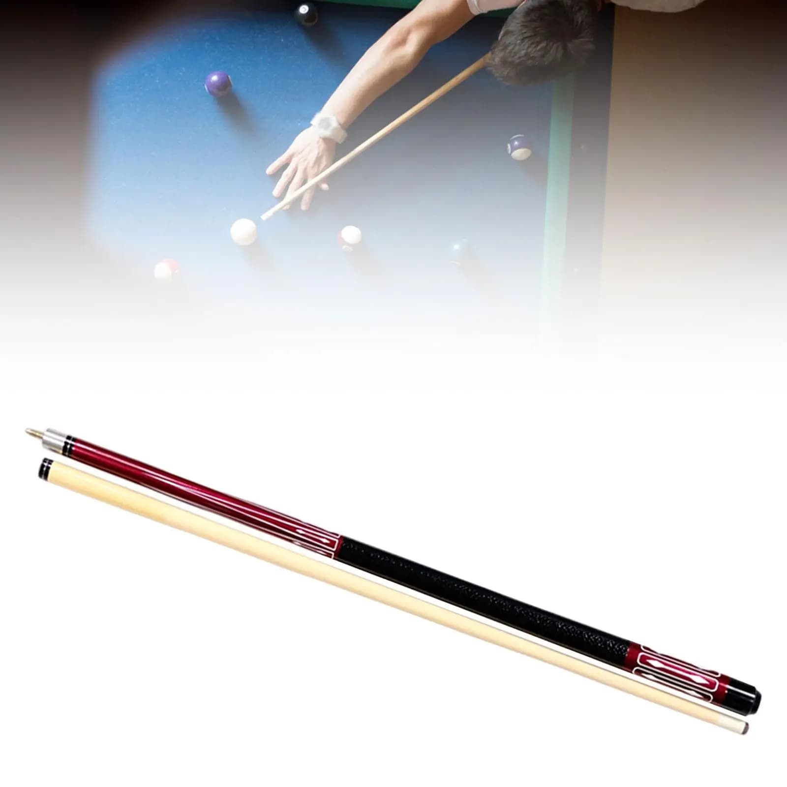 Billiard Pool Cue Stick Wooden 1/2 Split Professional Cue Two Piece with 13mm Tip for Game Room Practice