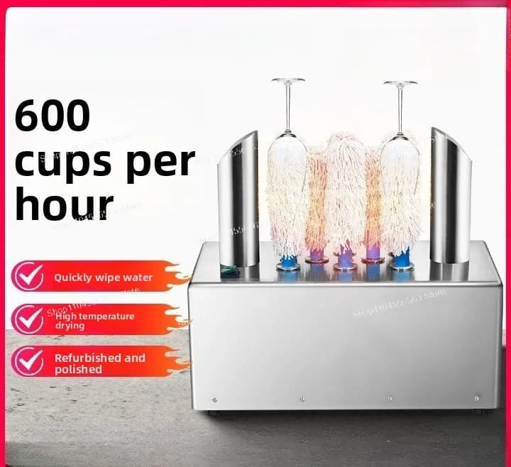 Lucidatrice per vetro elettrica commerciale, macchina automatizzata per la pulizia di tazze di vino per bar