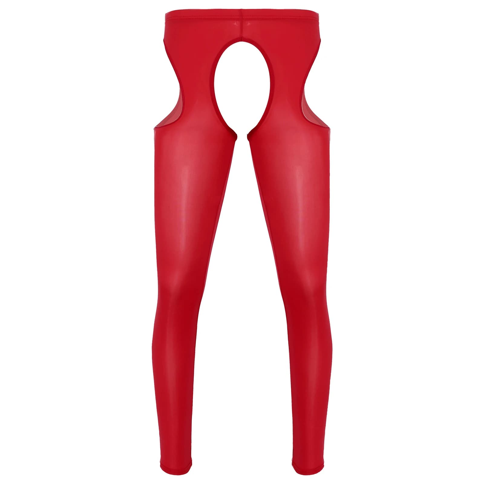 Men's Lingerie Skinny Pants Nightwear Stretch braces Crotchless Leggings Ride out glossy pants