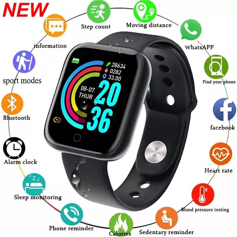 Smartwatch Uomo Donna, Orologio da Polso Intelligente con Notifiche, Monitor Fitness, Braccialetto, Regalo di Compleanno, Orologio Elettronico per Android iOS