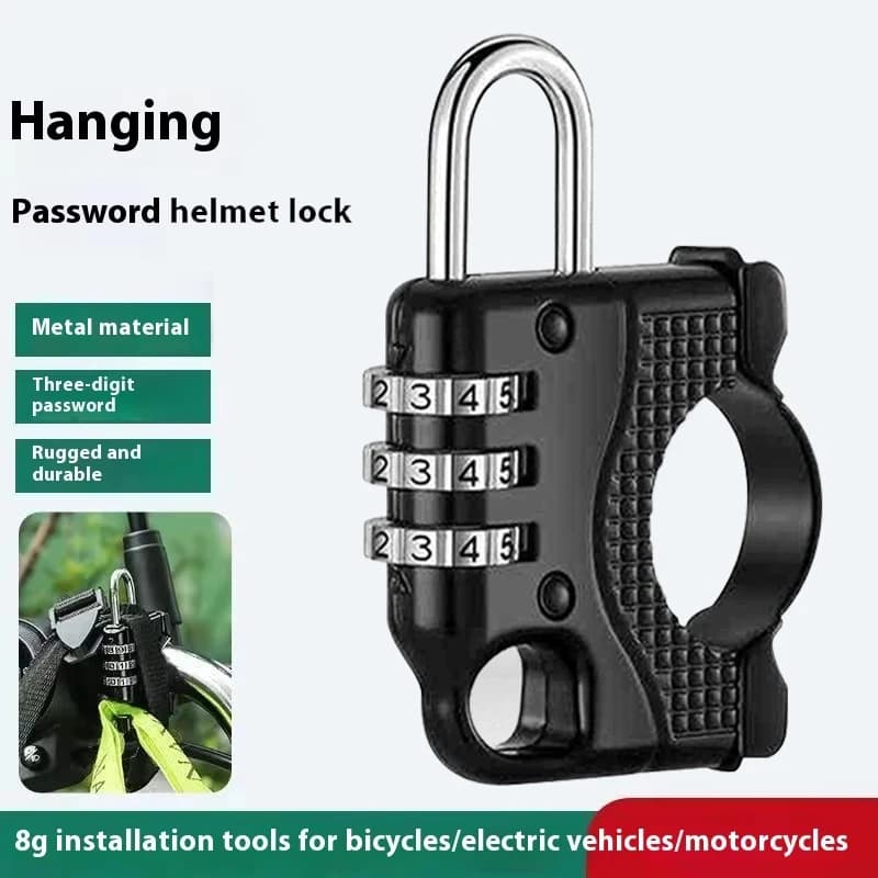 1 Piece Electric Bike Anti-theft Combination Pad Durable Helmet Padlock With Comfortable Bicycle Safety Hook